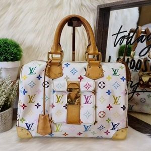 Authentic LV Speedy 30 White Multicolore